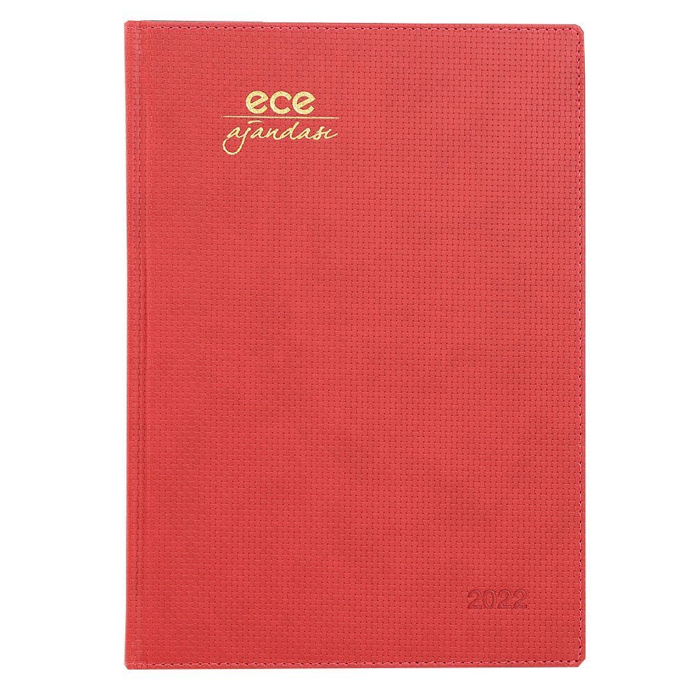 Ece Ajanda 20x28 Çeşme Haftalık Çizgili Kırmızı