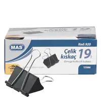 MAS 920 Çelik Kıskaç 19 mm 12 Adet - Siyah