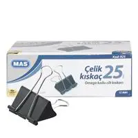 MAS 925 Çelik Kıskaç 25 mm 12 Adet - Siyah
