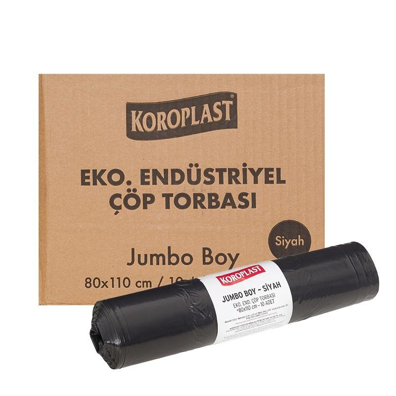 Koroplast Eko Endüstriyel Çöp Poşeti Jumbo Boy 80 x 110 cm 10 Adet - Siyah