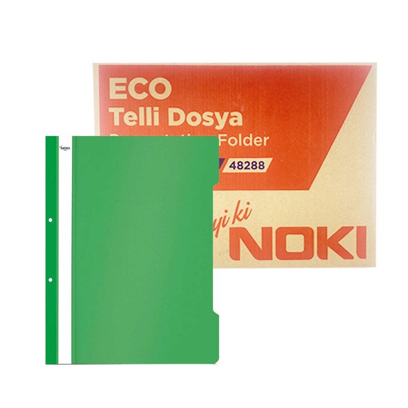 Noki 4828 Eko Telli Dosya Plastik 50 Adet - Yeşil
